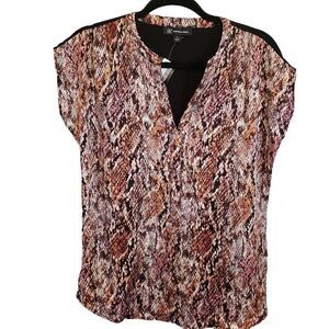 INC International Concepts Womens V-Neck Dolman Snake Print Top Size Small